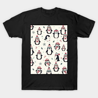 Christmas Penguin Pattern T-Shirt